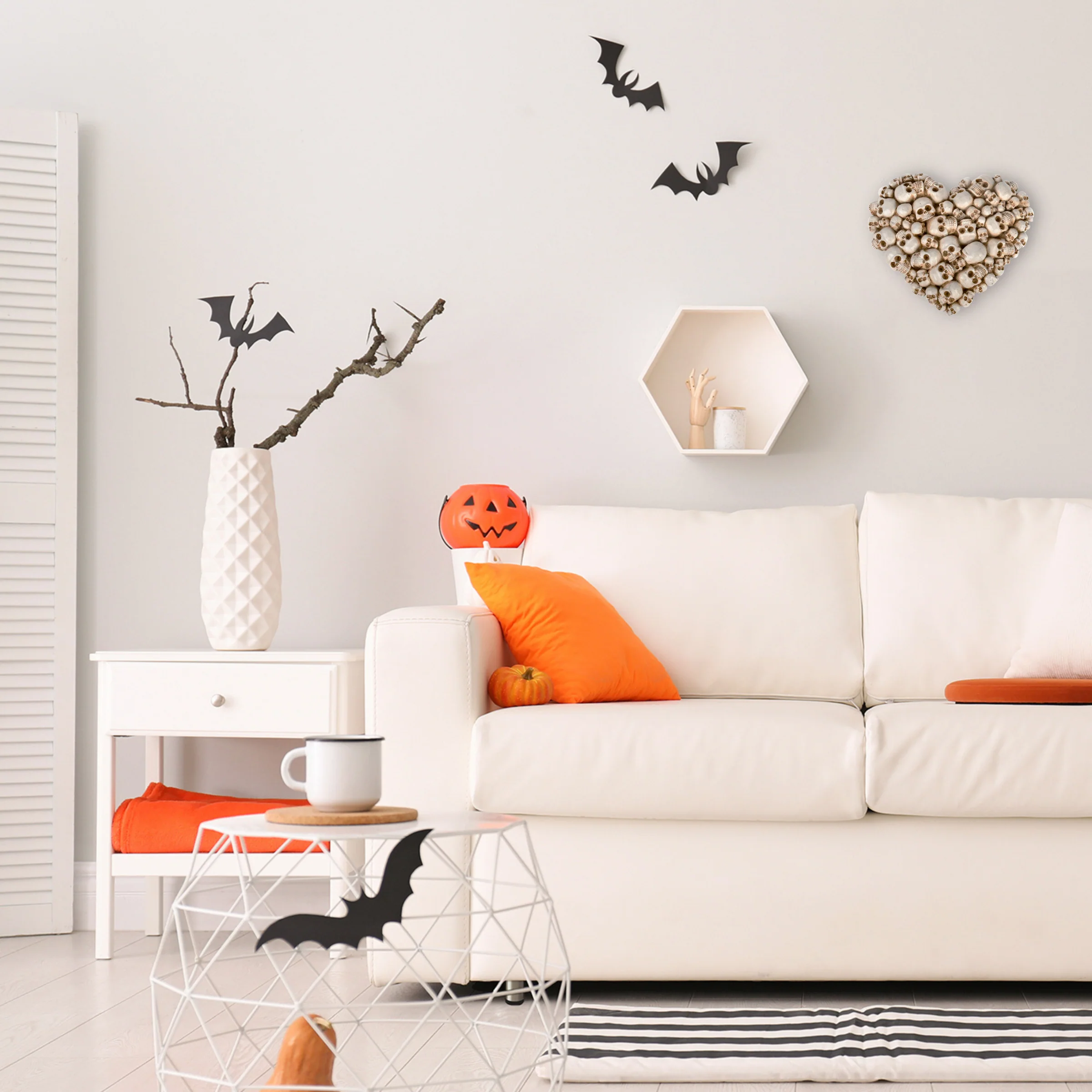 9 in. Halloween Heart Shaped Skulls Tabletop Decoration