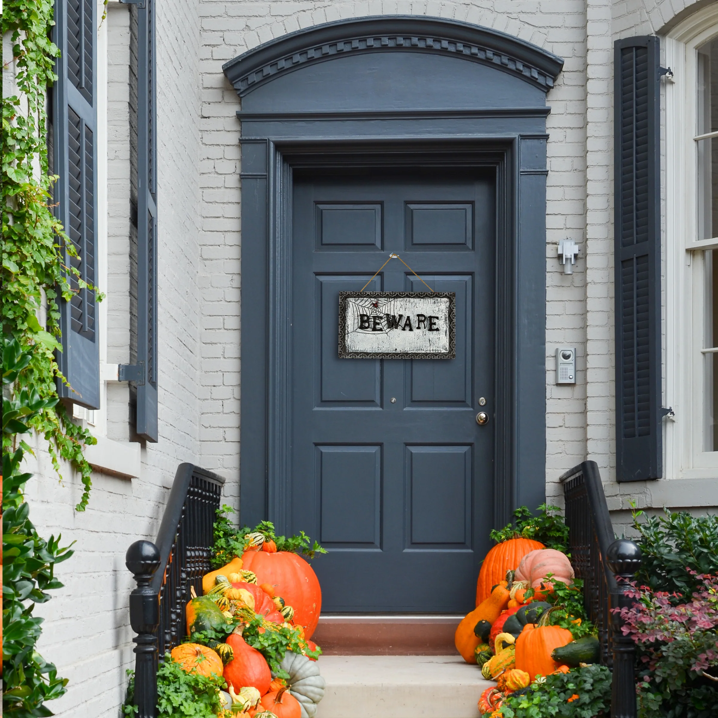 18 in. Halloween Pre-Lit Sound Activated Animated Hanging Door Sign with LED Lights - Image 2