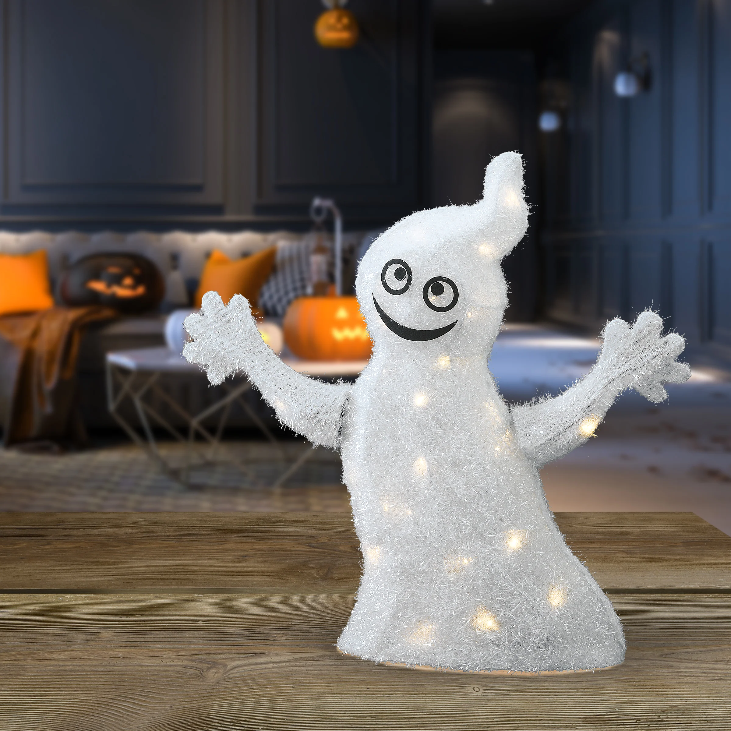 18 in. Halloween Pre-Lit White Ghost Outdoor Decoration with LED Lights - Image 2