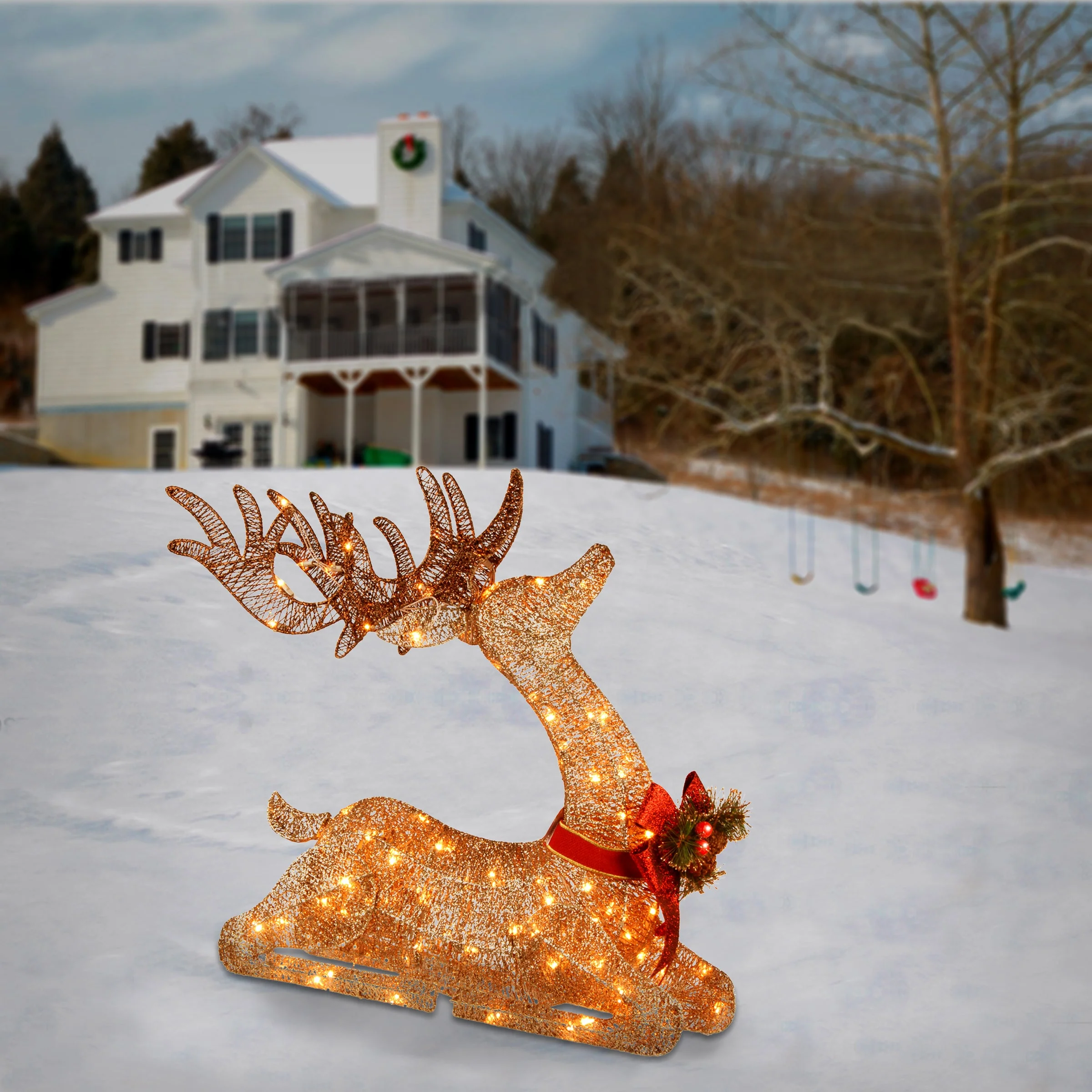 31 in. Sisal Splendor Champagne Lying Deer, Plug-In - Image 2